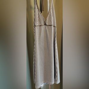 Tommy Bahama Taupe and White Backless Halter Casual Dress